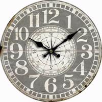 Drevené nástenné hodiny Vintage compass, pr. 34 cm