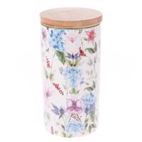 Porcelánová dóza s bambusovým viečkom Flower Garden, 500 ml