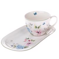 Porcelánový hrnček s podnosom Flower Garden, 445 ml