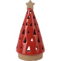 Porcelánový svietnik na čajovú sviečku Christmas tree červená, 10 x 20 cm