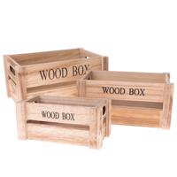 Sada drevených debničiek Wood Box, 3 ks, prírodná