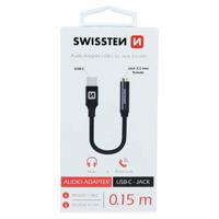 SWISSTEN Redukcia USB-C JACK 3,5 mm, 15 cm, čierna