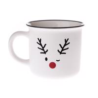 Vianočný porcelánový hrnček Cute reindeer biela, 380 ml